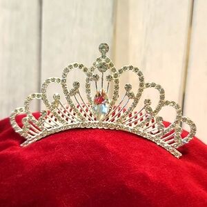TIARA Half Crown Comb for Bride Retiree Quinceanera Birthday silvertone NWT